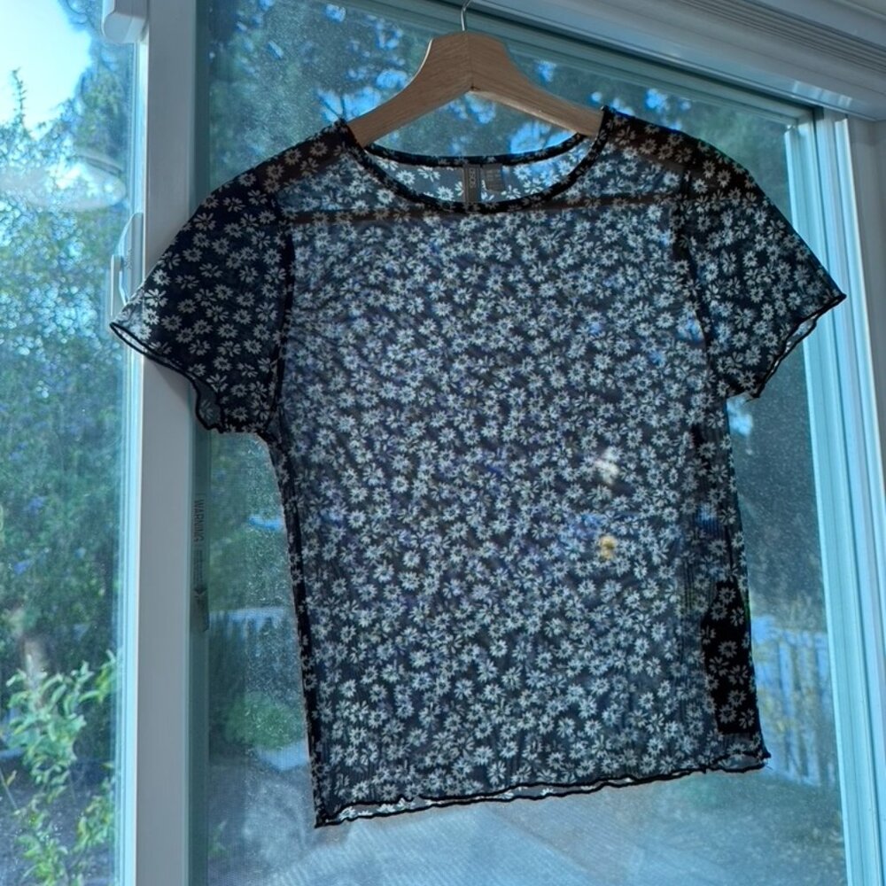 Sheer Floral Short Sleeve Tee